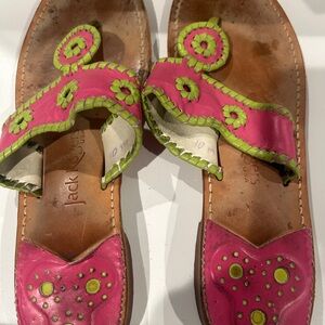 Jack Rogers Vibrant Pink and Green Sandals